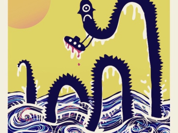 2D Graphic Sea Monster Digital Illustration