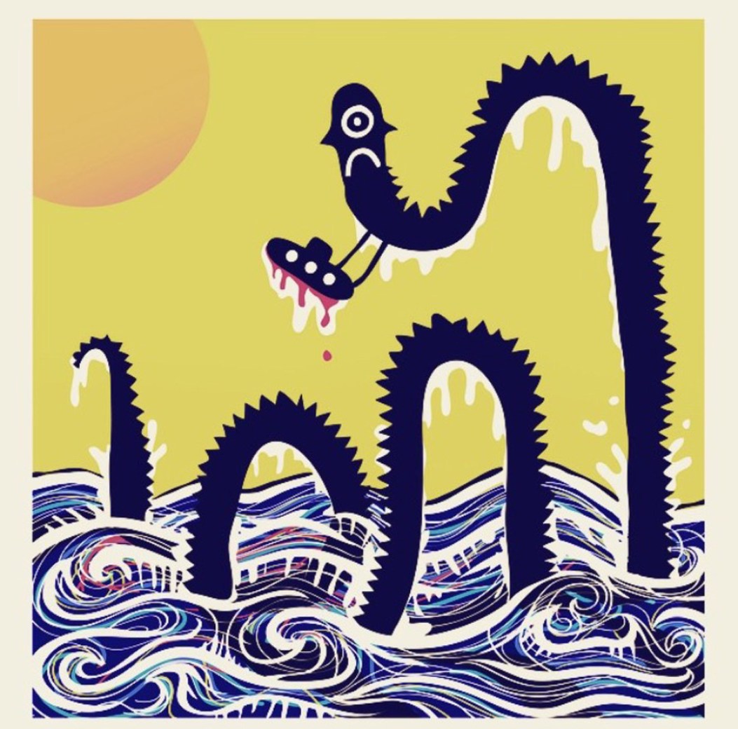 2D Graphic Sea Monster Digital Illustration