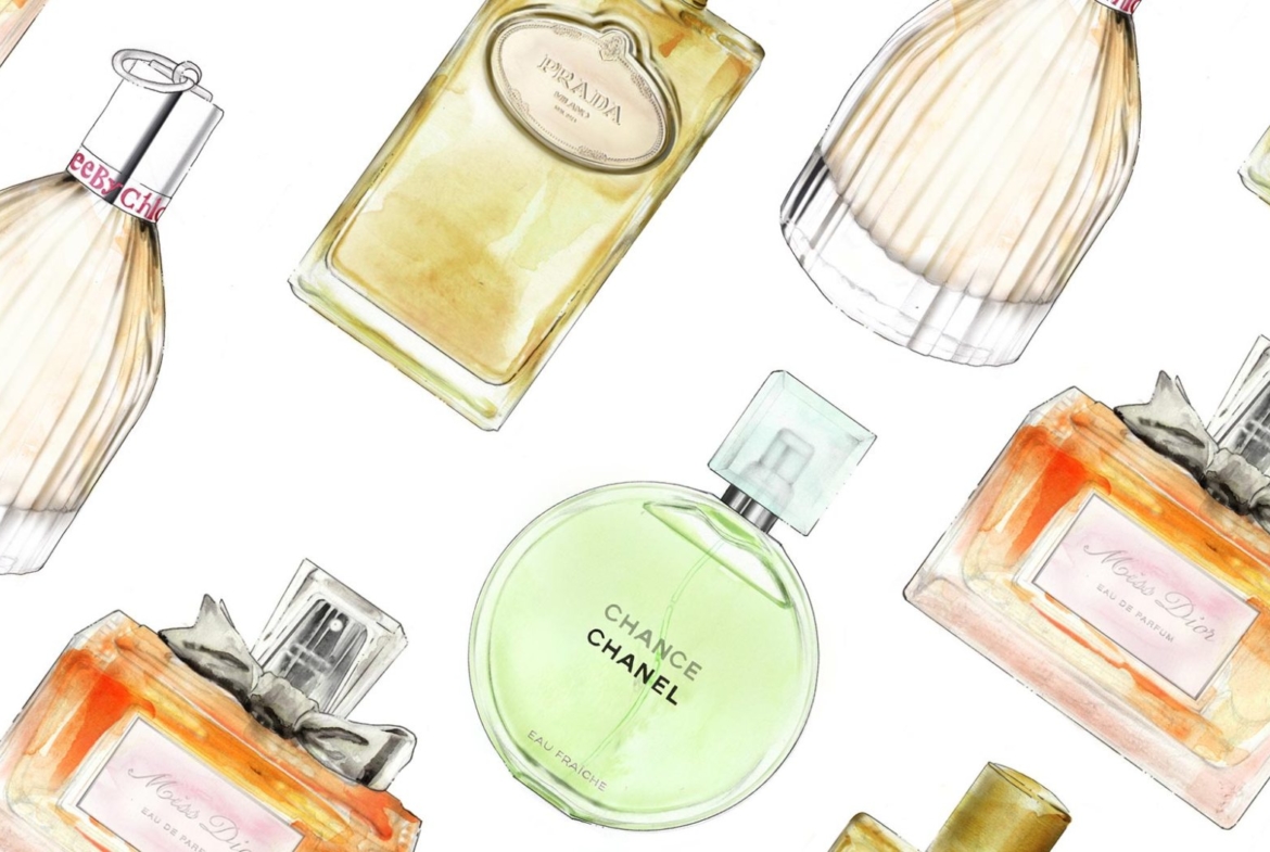 2D Perfume Bottles Beauty Product Illustration