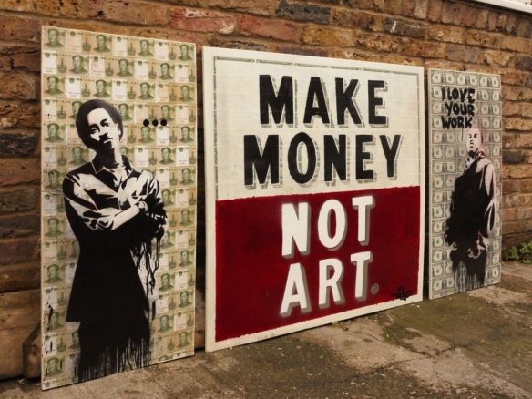 2D Spray Painted Banknotes Triptych Graffiti Mural