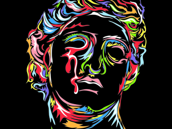 2D Wacom Rainbow Head Portrait Graphic Illustration