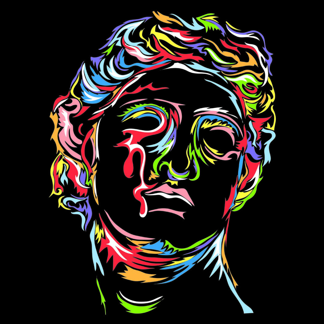 2D Wacom Rainbow Head Portrait Graphic Illustration