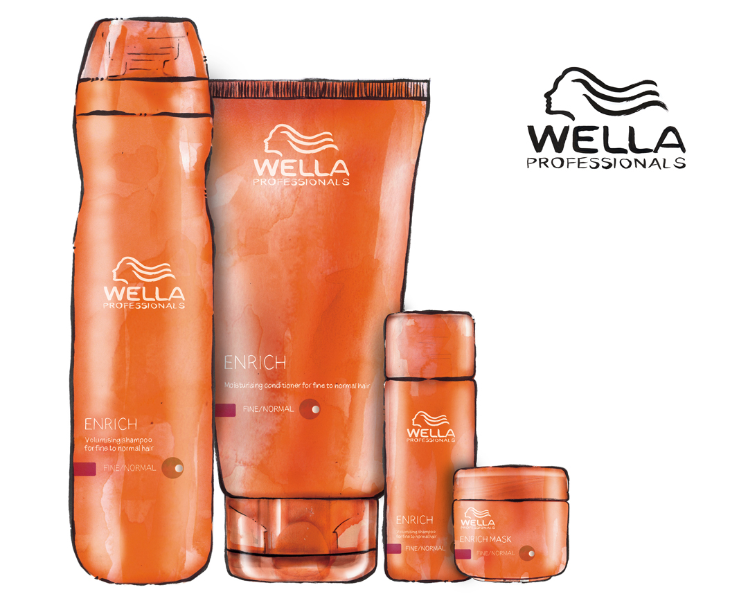 2D Wella Bottle Range Product Illustration