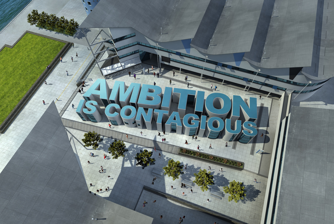 3D Ambition is Contagious Building Illustration
