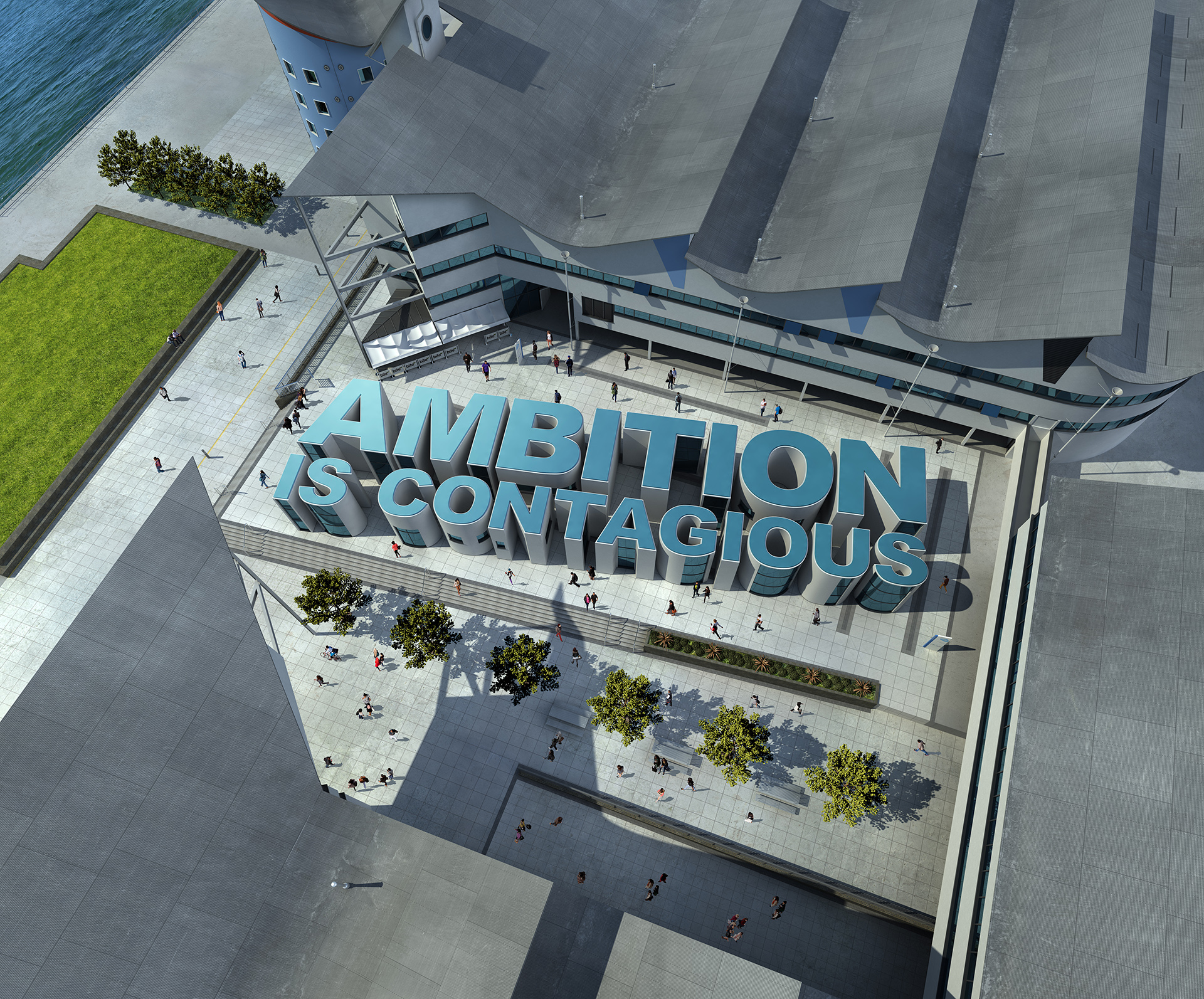 3D Ambition is Contagious Building Illustration
