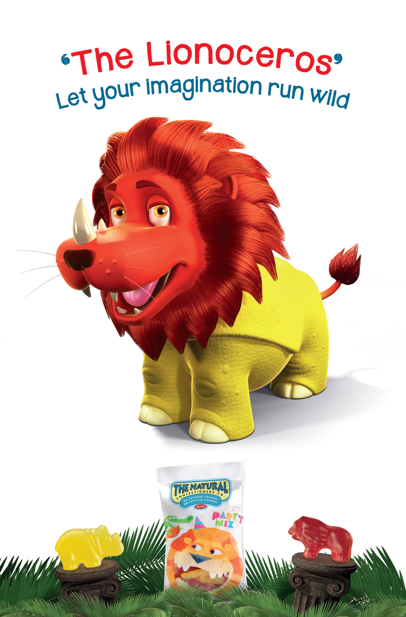 3D Animalgamation Lionoceros Jelly Sweets Product Illustration