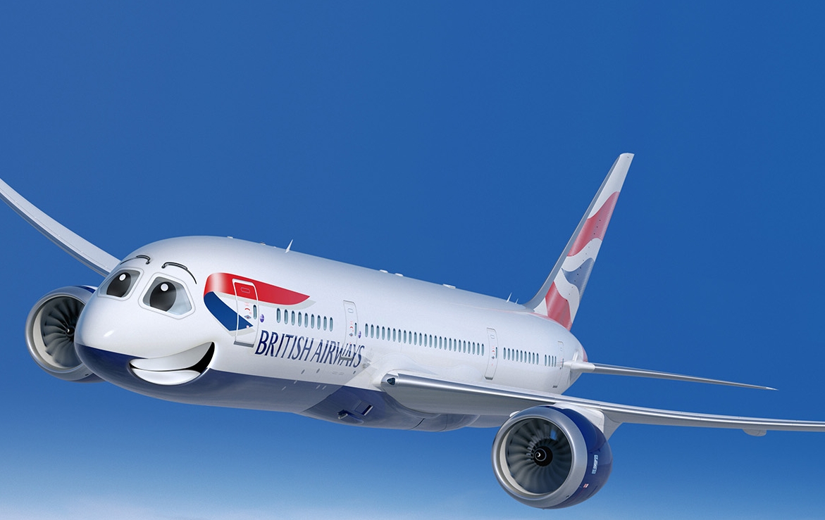 3D British Airways Plane Character Illustration Thumbnail