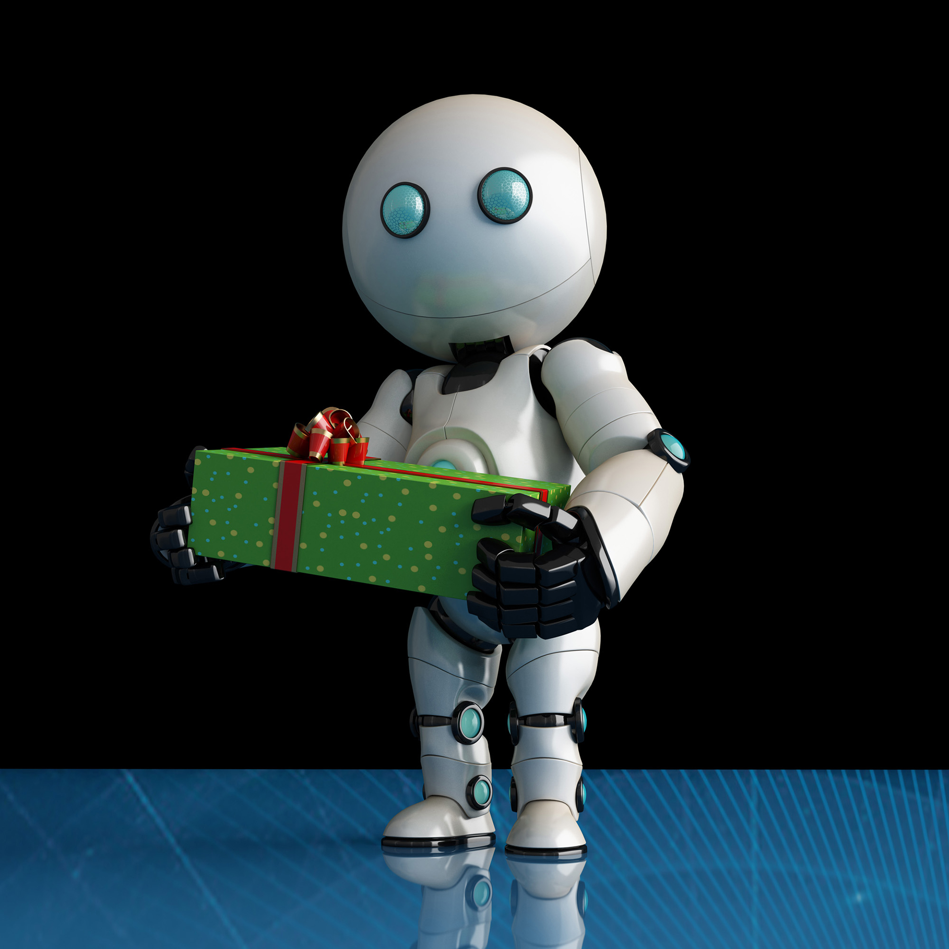 3D Christmas Robot Character Illustration