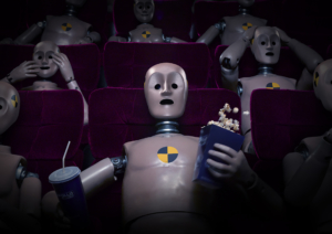 3D Cinema Crash Test Dummy Shocked Character Illustration