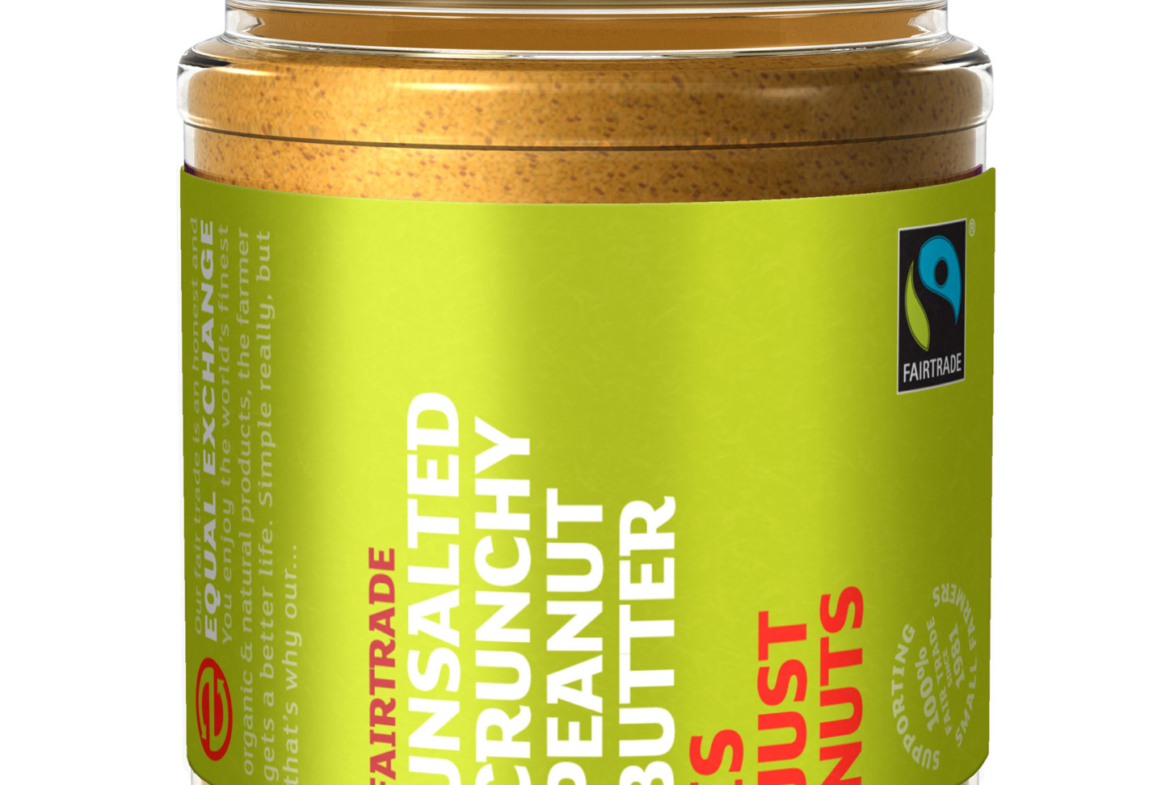 3D Fairtrade Food Unsalted Crunchy Peanut Butter Glass Jar Product Illustration