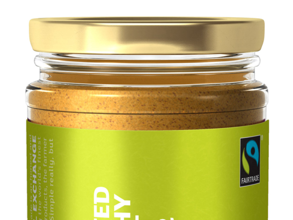 3D Fairtrade Food Unsalted Crunchy Peanut Butter Glass Jar Product Illustration Thumbnail