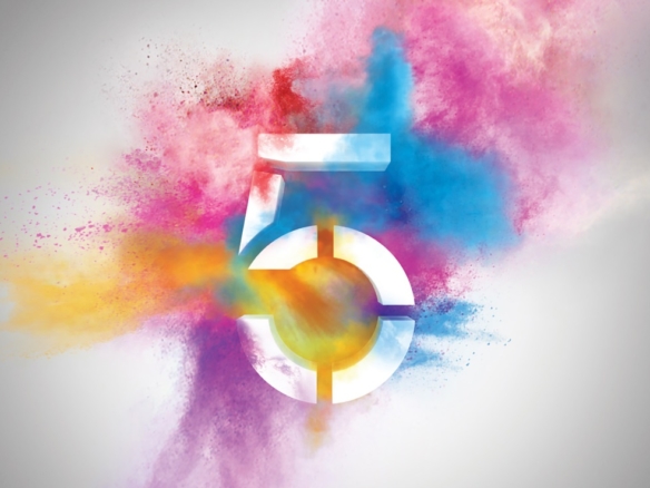 3D Channel Five Colour Paint Explosion Logo Illustration