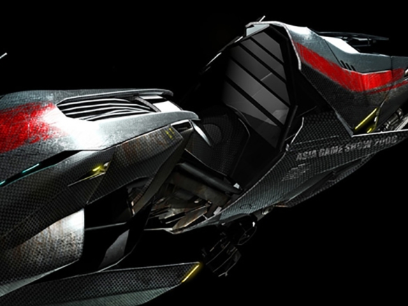 3D Futuristic Hover Jet Bike Concept Illustration Thumbnail