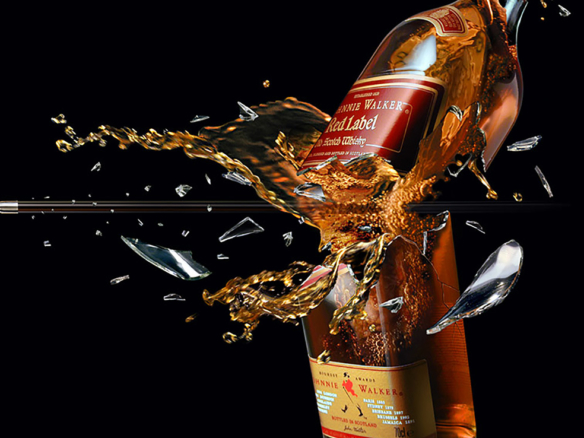 3D Johnny Walker Red Label Bullet Smash Illustration Thumbnail
