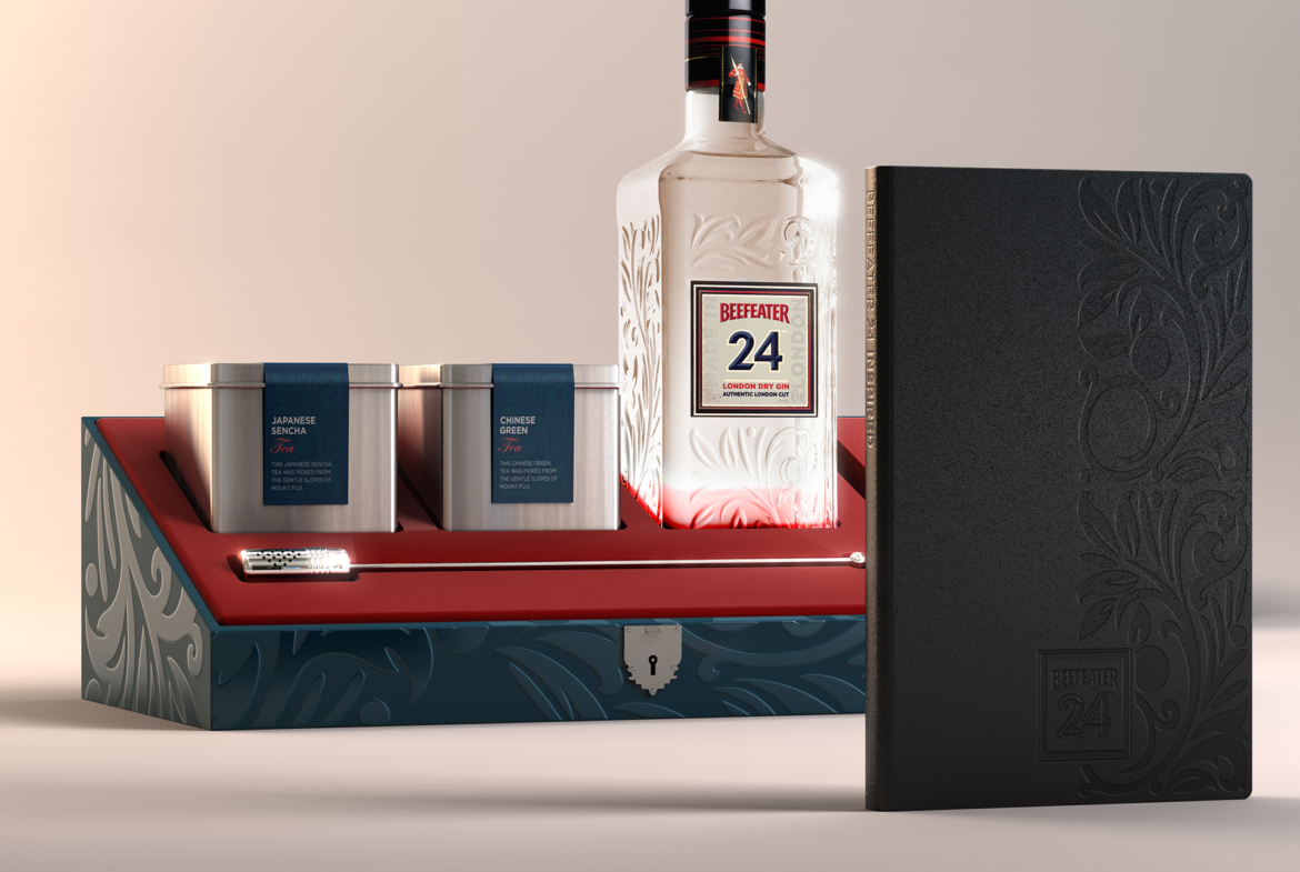 3D Luxury Beefeater Gin Product Collection Illustration