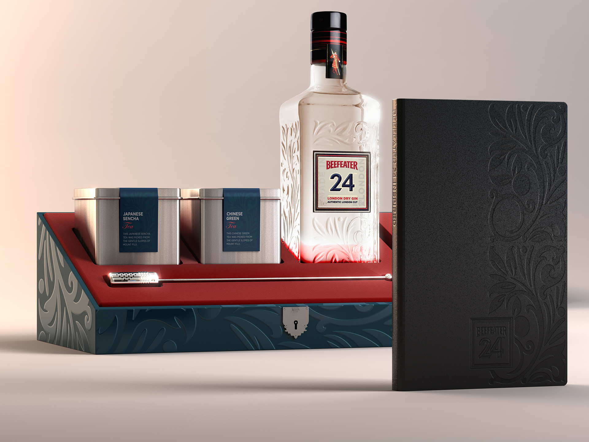 3D Luxury Beefeater Gin Product Collection Illustration