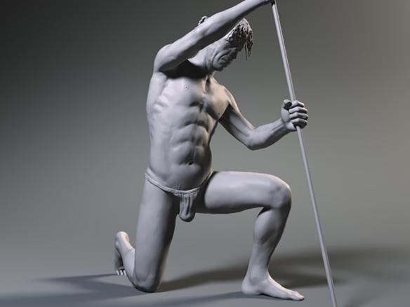3D Male Study Pose Illustration Thumbnail