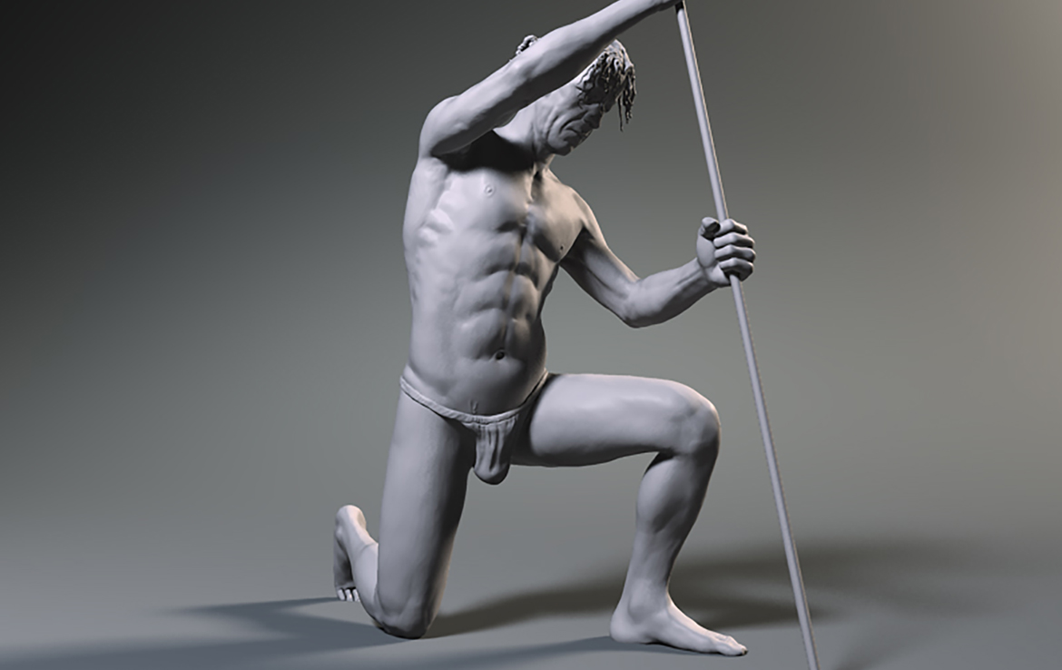 3D Male Study Pose Illustration Thumbnail