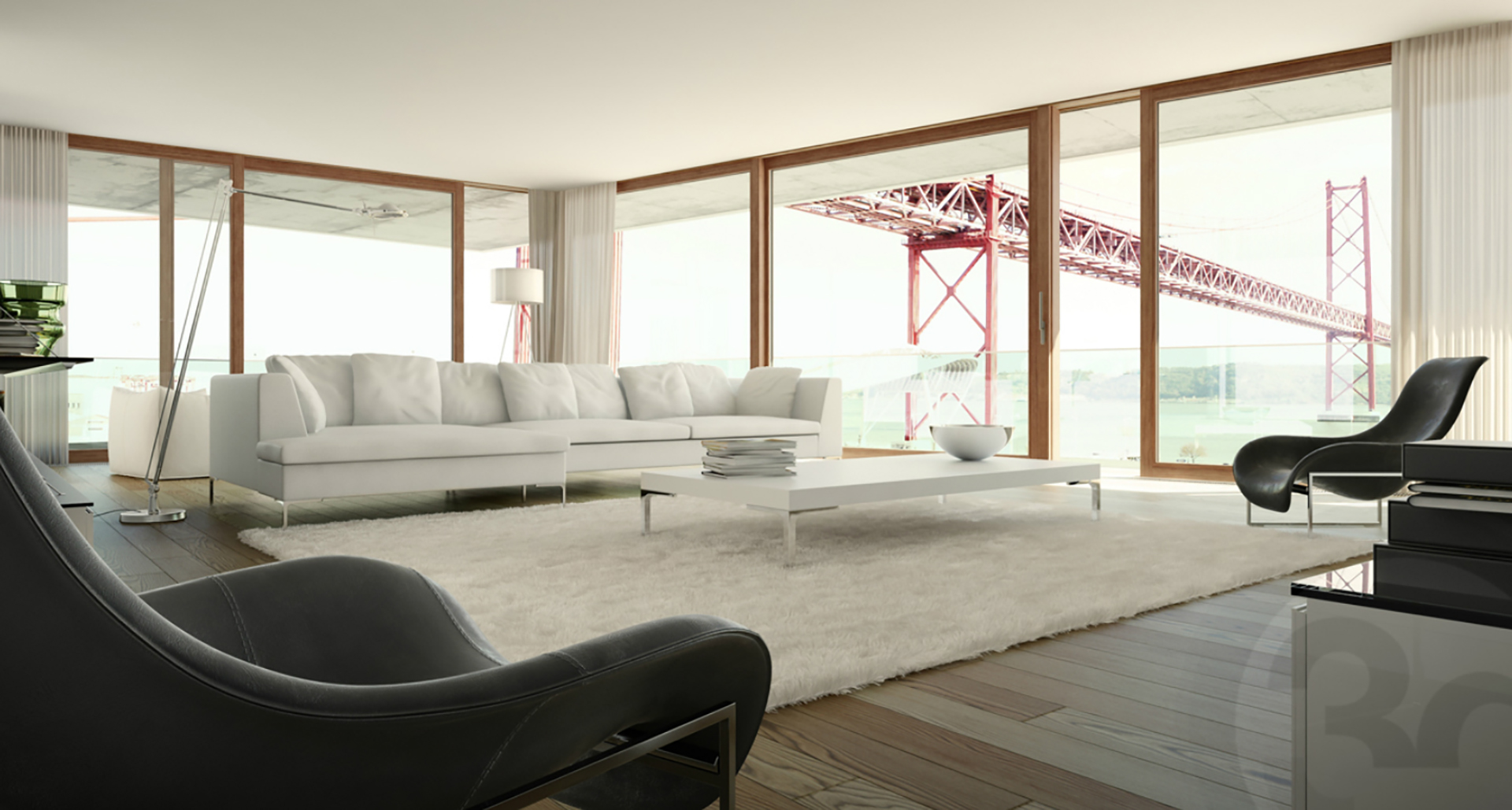3D Modern Apartment Living Room Interior Illustration