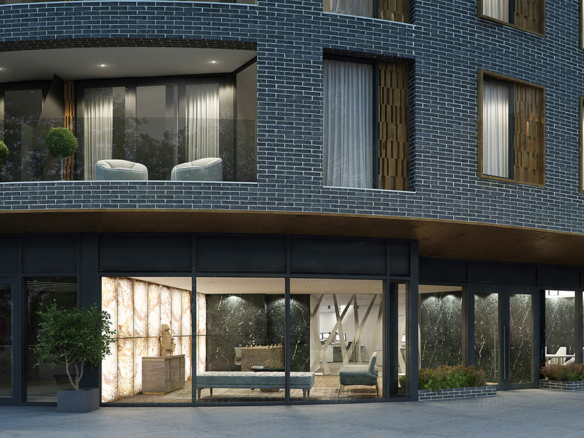 3D Modern City Apartment Exterior Illustration Thumbnail