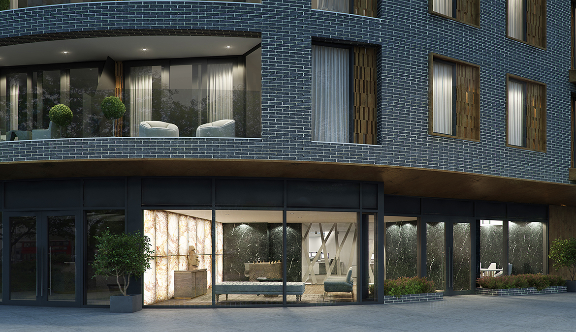 3D Modern City Apartment Exterior Illustration Thumbnail