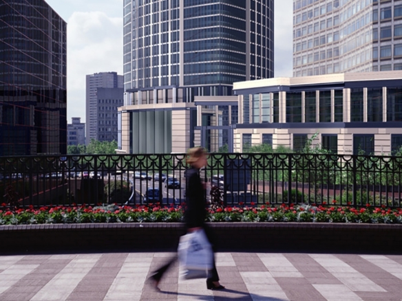 3D Modern City Footbridge Architectual Illustration Thumbnail