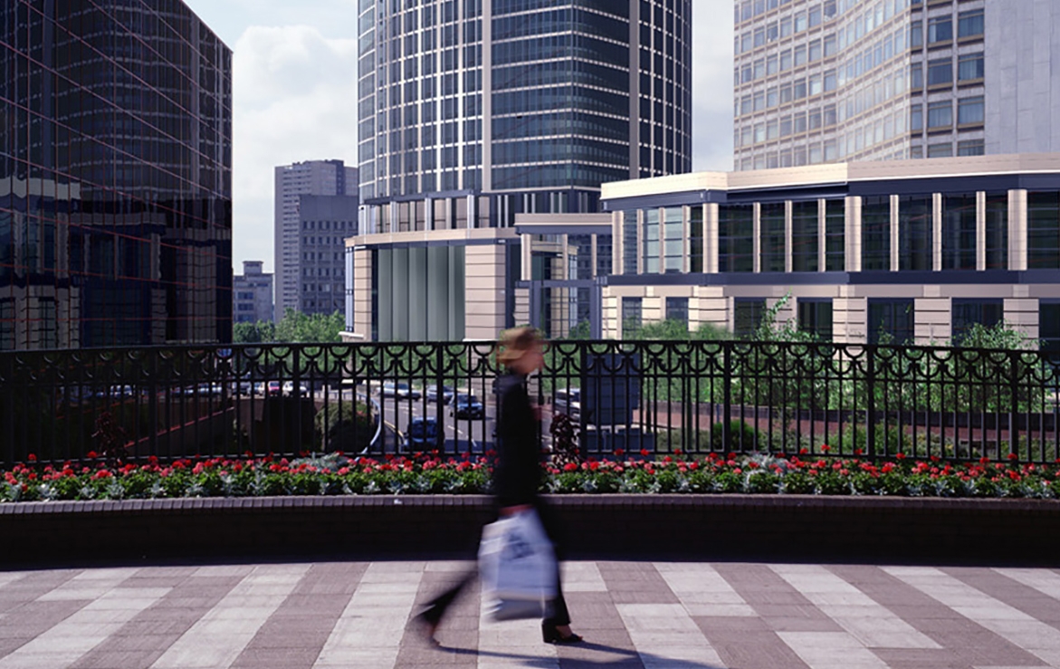 3D Modern City Footbridge Architectual Illustration Thumbnail