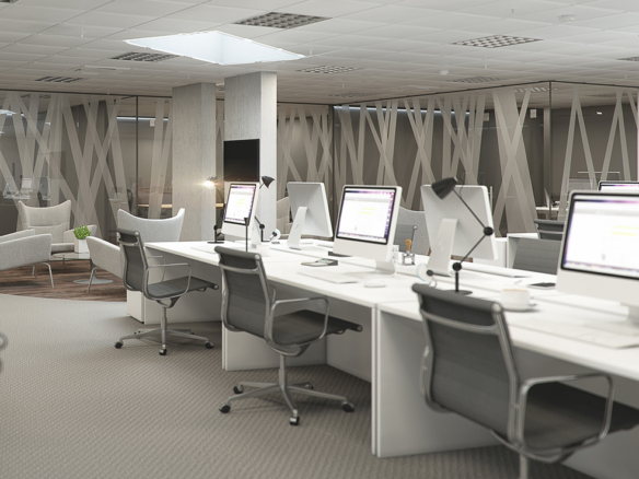3D Modern Office Interior Visualization Illustration Thumbnail