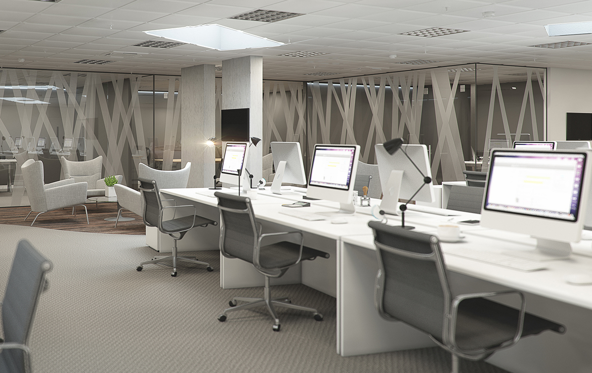 3D Modern Office Interior Visualization Illustration Thumbnail