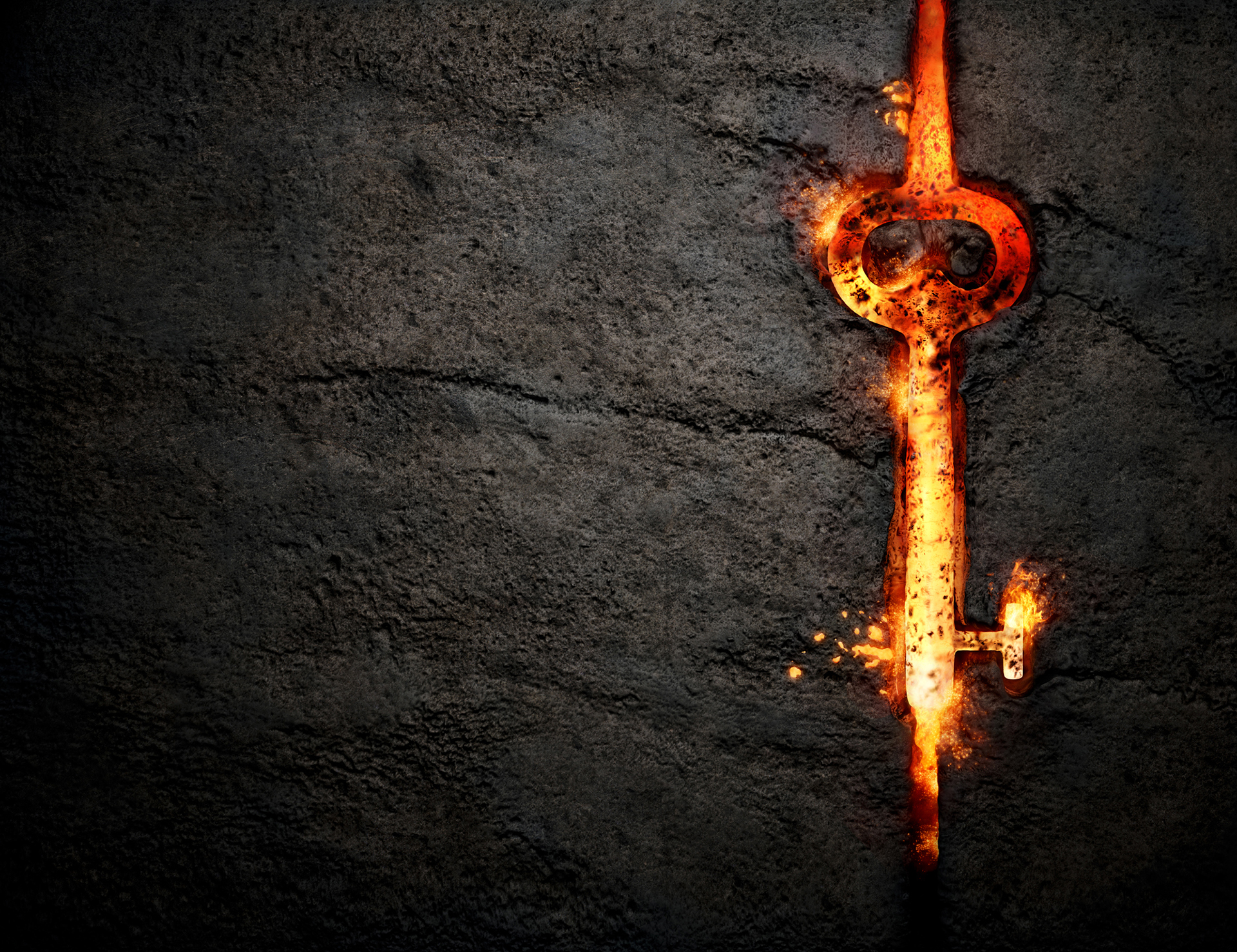 3D Molten Iron Key CGI Illustration