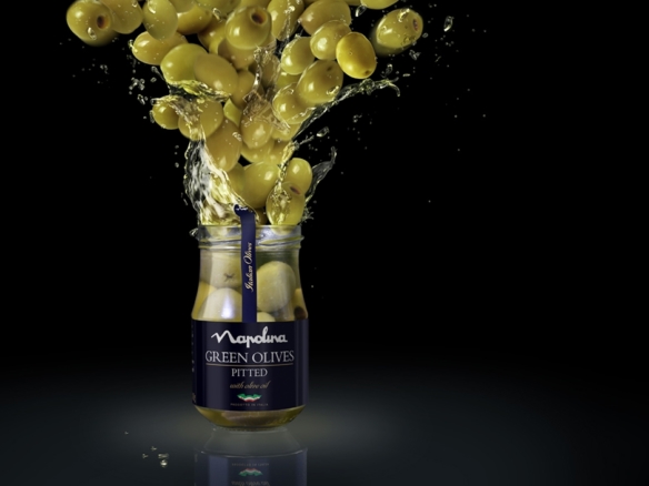 3D Napolina Green Olives Explosion Product Food Illustration Thumbnail