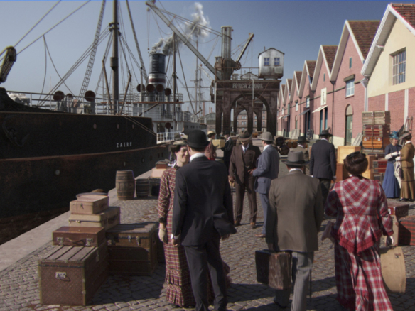 3D Passengers at the Docks Environment Illustration Thumbnail