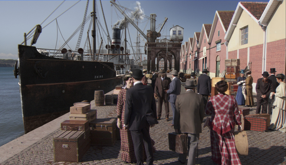 3D Passengers at the Docks Environment Illustration Thumbnail