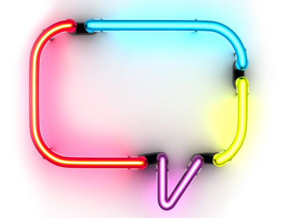 3D Speech Bubble Neon Light Illustration