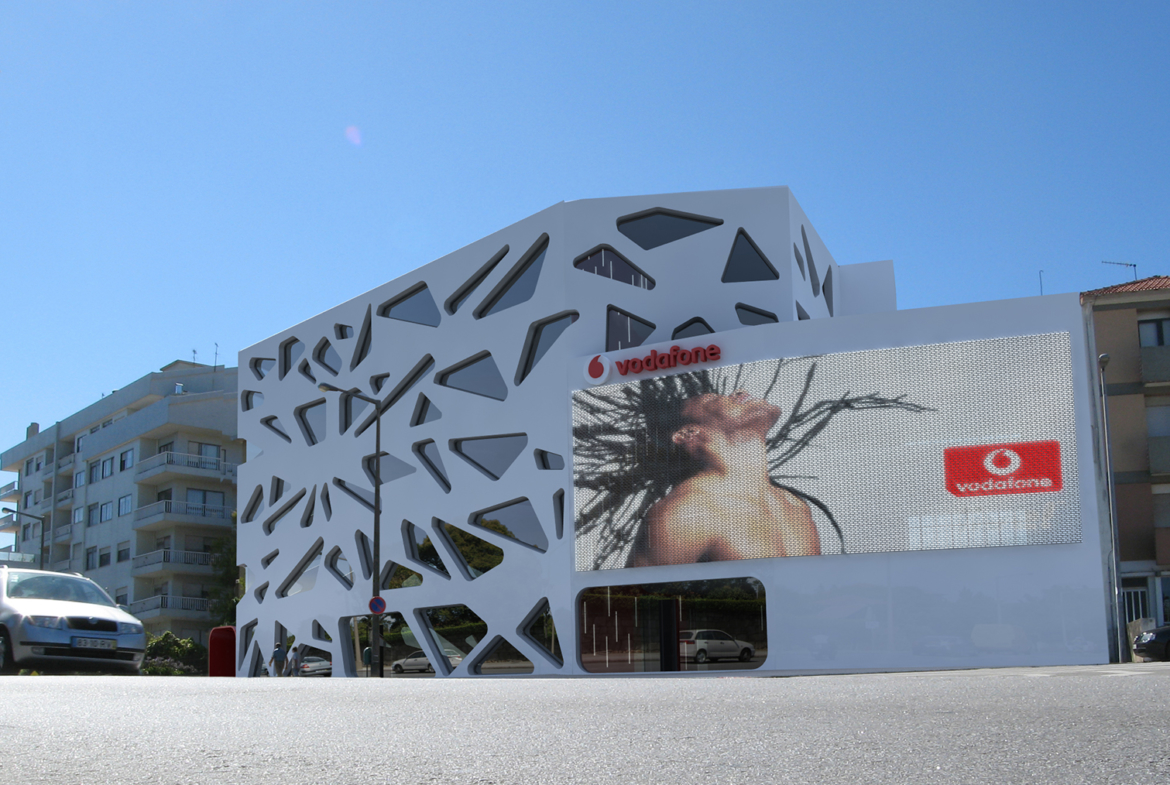 3D Vodafone Store Architectual Exterior Illustration