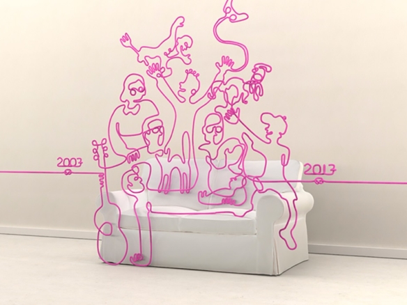 3D Wire Family Sofa Illustration