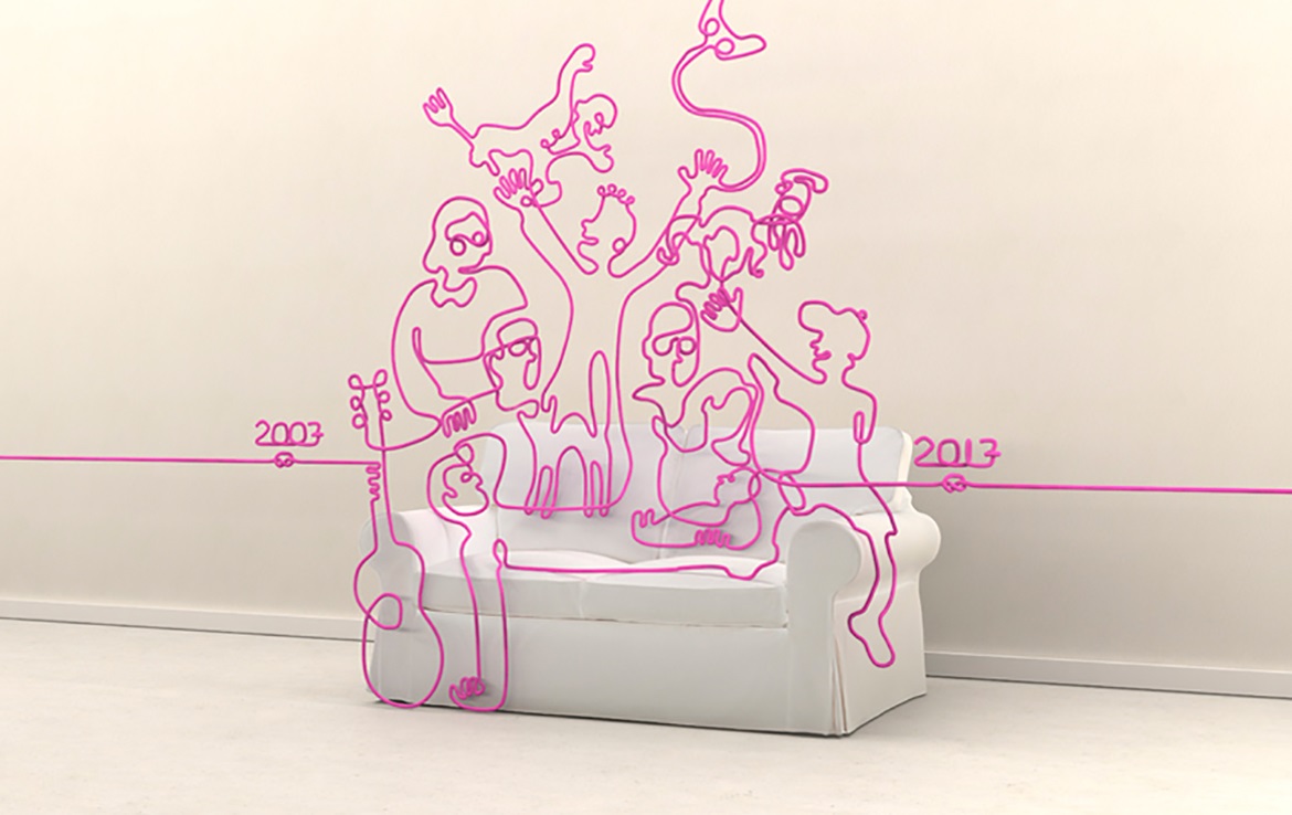 3D Wire Family Sofa Illustration