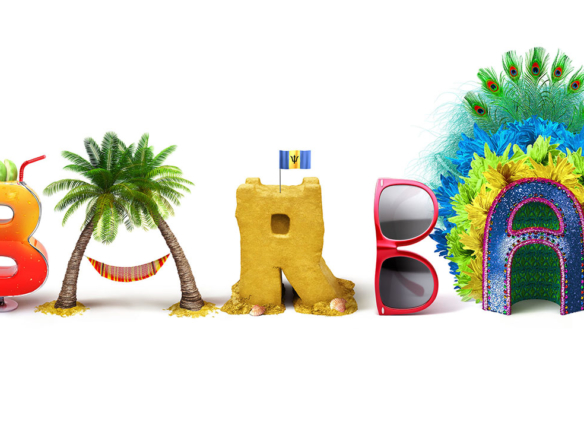 Barbados Beach Themed 3D Text Illustration