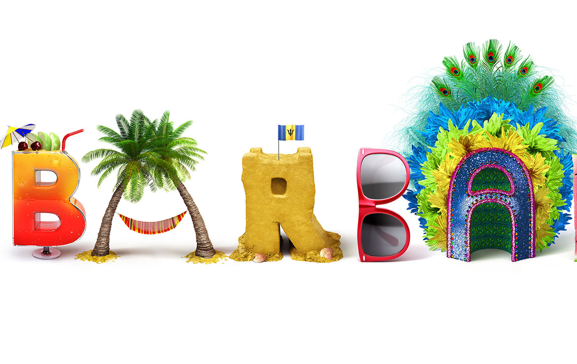 Barbados Beach Themed 3D Text Illustration