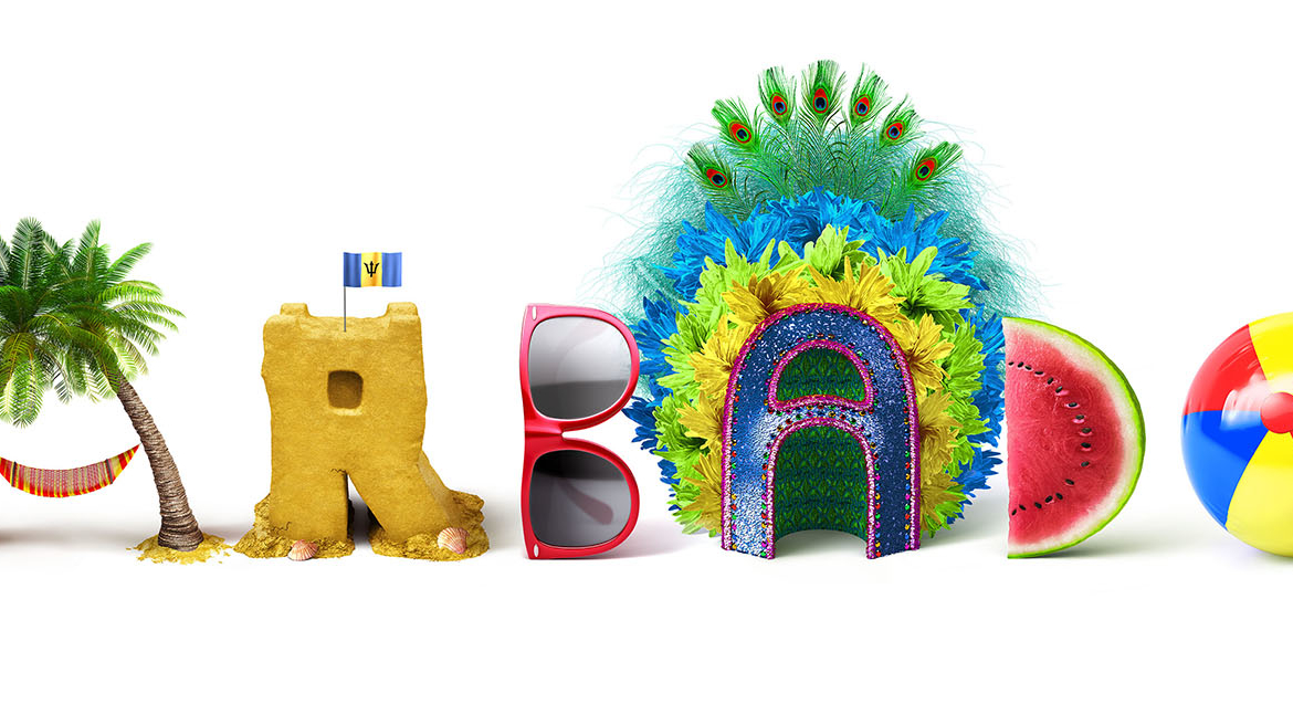 Barbados Beached Themed 3D Text Illustration