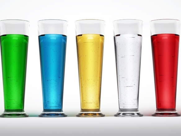 3D Coloured Liquid Fluid In Tall Glasses thumbnail