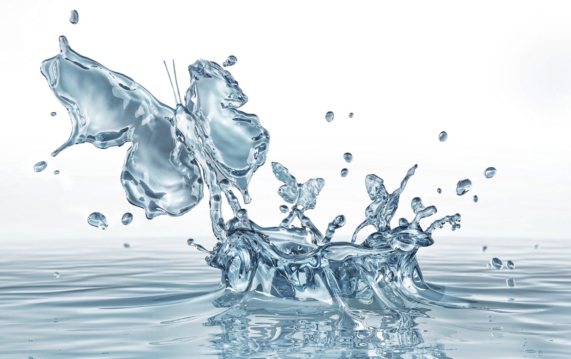 3D clear liquid splash butterfly