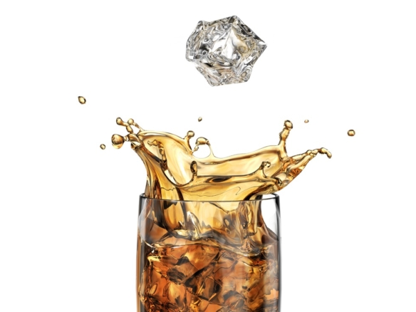 3D glass with coke liquid wine inside