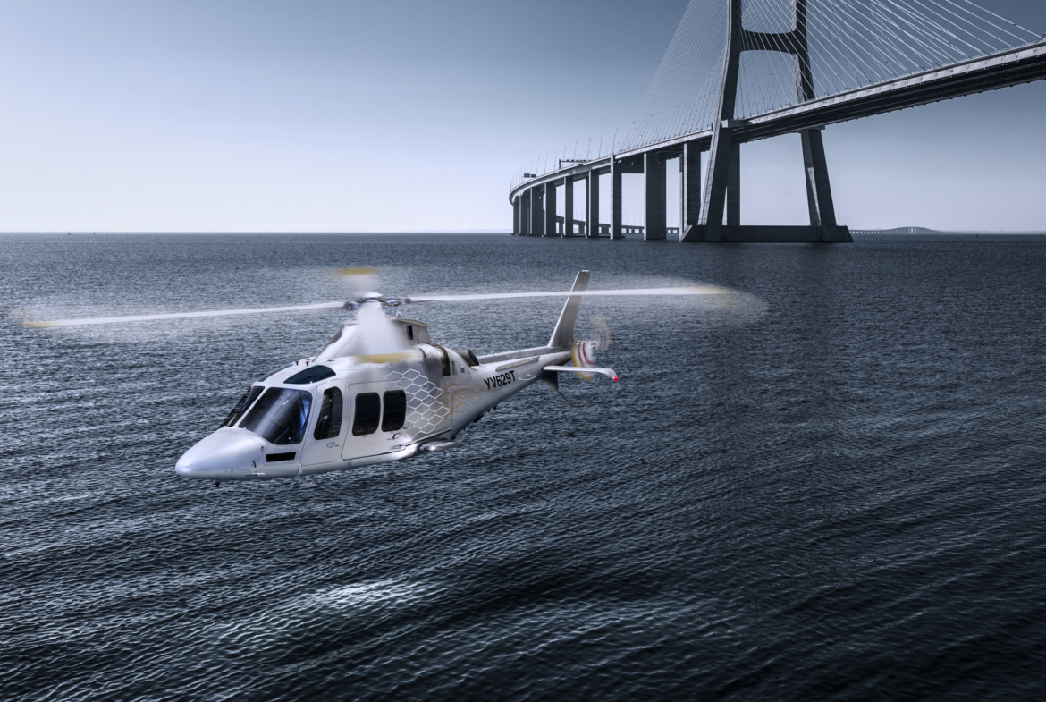 2D Helicopter Over the River Photo Retouch Illustration