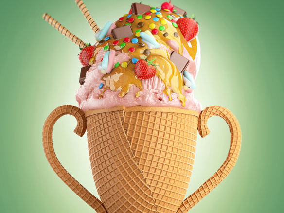 3D Ice Cream Trophy Cup Illustration Thumbnail