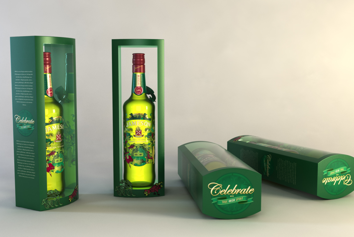 3D Jameson Irish Whisky Bottle Packaging Illustration