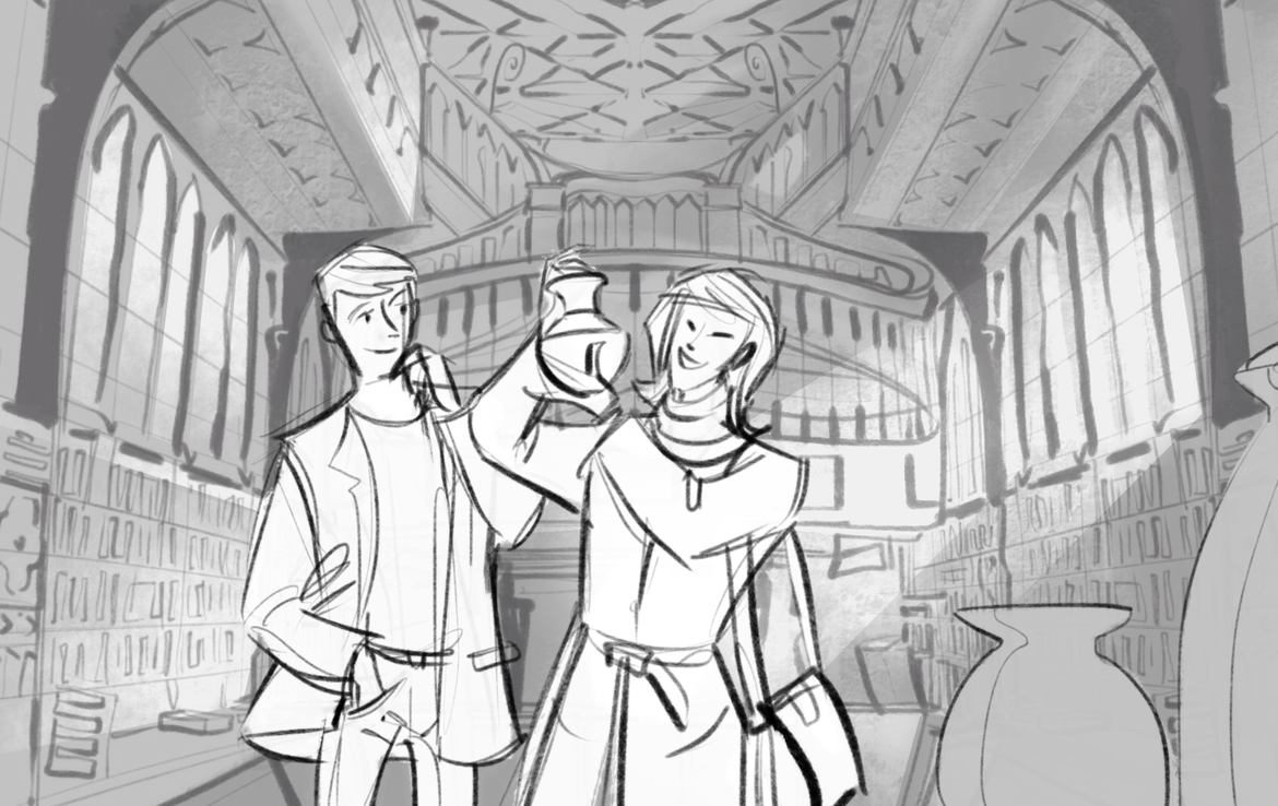 2D Fantasy film Mid Shot Storyboard Illustration Thumbnail
