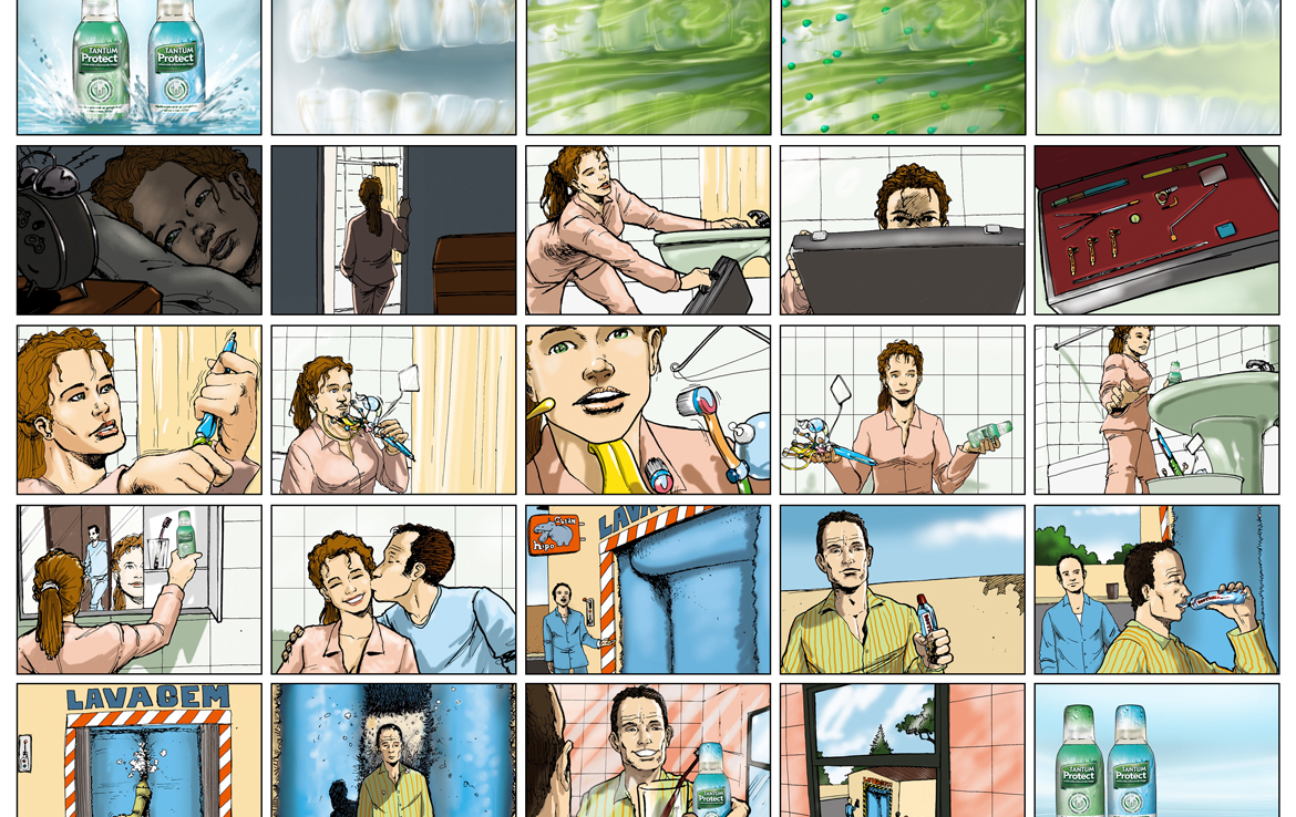 2D Mouthwash Advertisement Storyboard Illustration Thumbnail