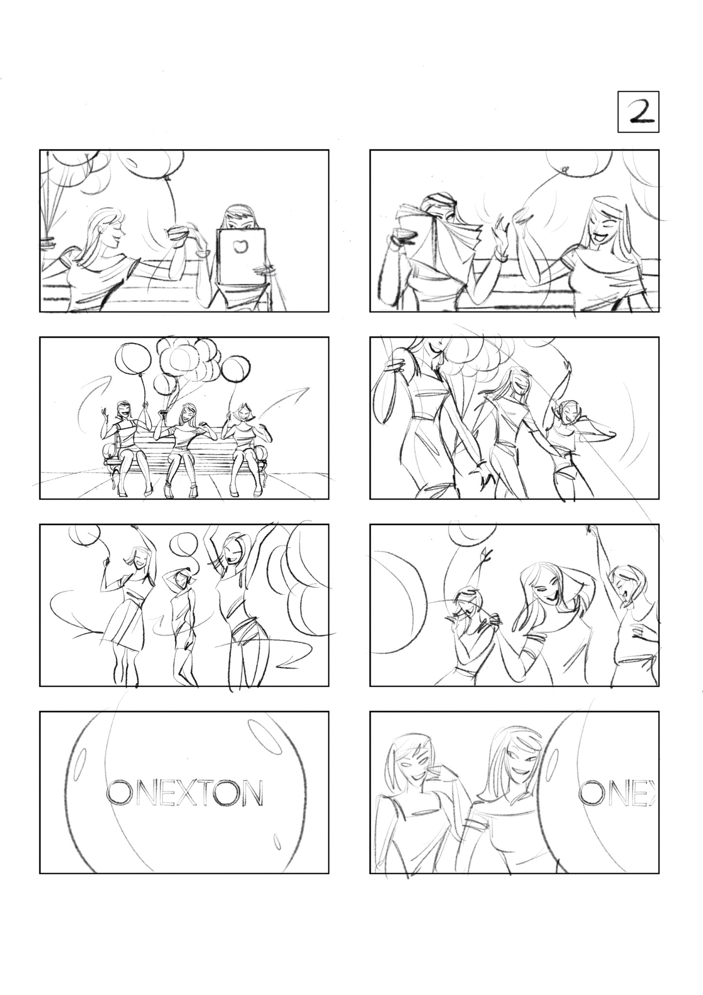 2D Onexton Advertisement Storyboard Illustration