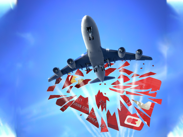 3D Plane Smashing Through Credit Card Illustration Thumbnail